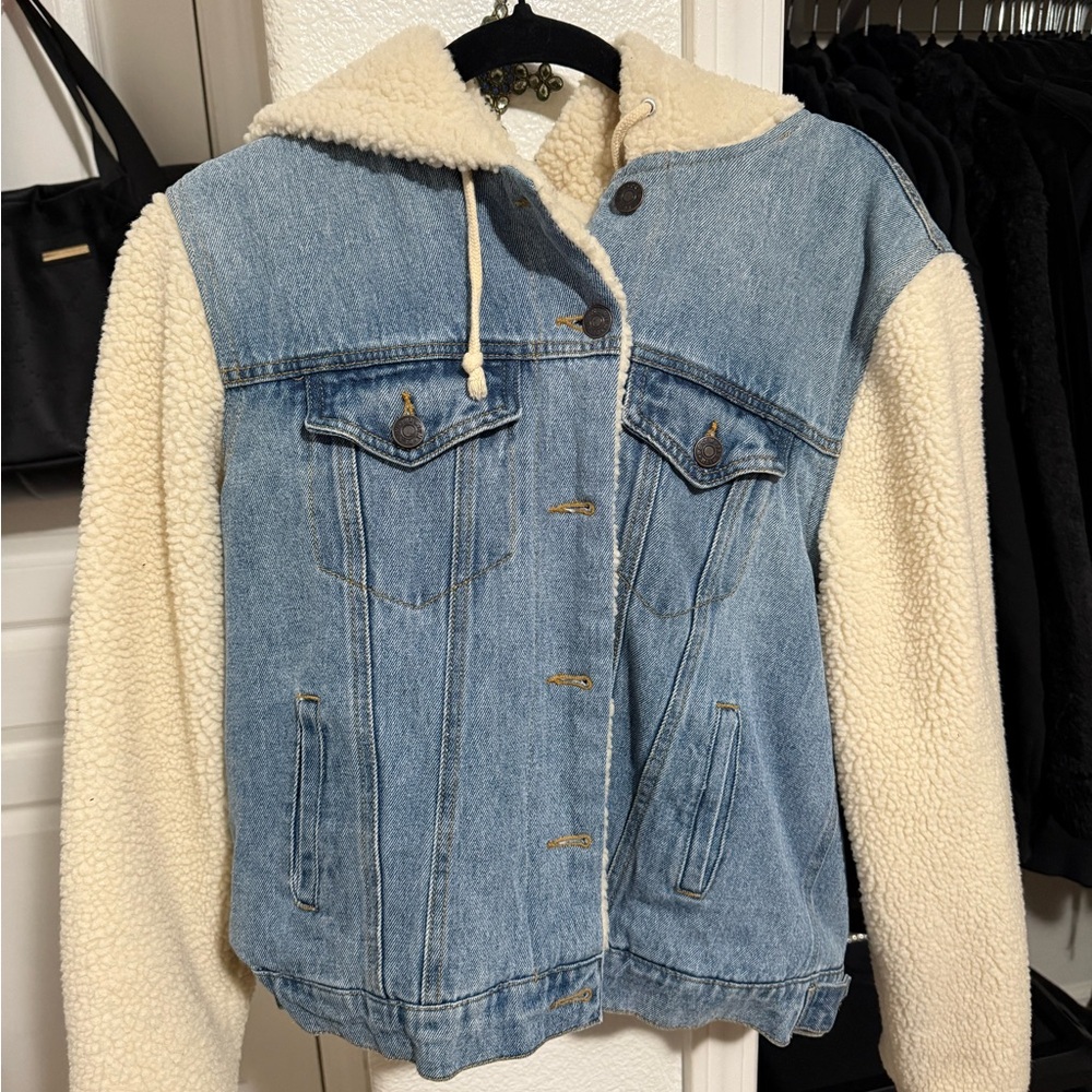 Denim and Cream Sherpa Women's Jacket